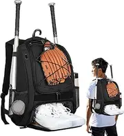 [Generic] Baseball Bag - Softball Backpack Kids Baseball Bag with Shoe Compartment - Large Capacity Youth Baseball Backpack Baseball Bat Bag for Contest, Adults, Bats, Shoes