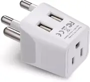 South Africa, Botswana Travel Adapter Plug with Dual USB + USA Input - Type M -