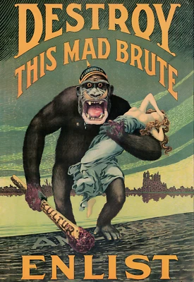 Destroy this Mad Brut WWI Propaganda Poster Print 11"x16"
