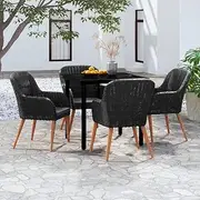 5 Piece Garden Dining Set, Patio Conversation Furniture with Cushions for Balcony, Chair, Table, Outdoors, and Bistro