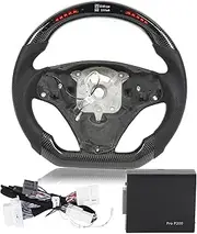 Steering Wheel, Compatible with 1 3 Series E82 E90 E91 E92 E93 M3, Carbon Fiber LED Shift Lights Wheel Replacement