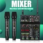 Professional Audio Mixer With Wireless Microphone 4-channel Dj Mixer Sound Mixer