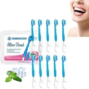 5 In 1 Toothbrush, 2025 Upgrade Mini Toothbrush and Floss(Toothpaste + Floss + Pick + Tongue Scraper) Individually Wrapped Portable Travel Set Variety of Flavors for Travel, Camping (10*Peppermint)