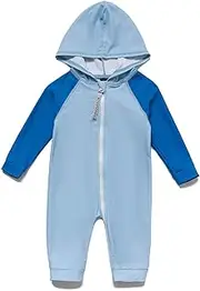 [ADAVERANO] Baby Boys Hooded Sunsuits UPF 50+ Sun Protection One Piece Full-Length Zipper
