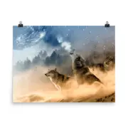 Aesthetic Howling Wolf Poster