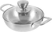 NULYLU 1 Set Household Hot Pot with Lid Portable Outdoor Cooking Wok Stainless Steel Double Handle for Camping and Picnics Easy to Clean Kitchen Accessory