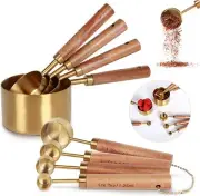 8 Piece Gold Measuring Cups Set and Measuring Spoons For Cooking and Baking