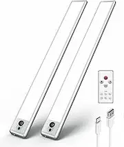 EZVALO Under Cabinet Lights,66 LED Rechargeable Battery Operated Motion Sensor Light Indoor, 3200mAh Closet Lights with Remote Control, Under Counter Lights for Kitchen,Cabinet,Bedroom(2 Packs)