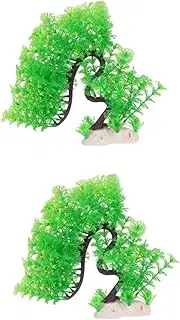 Kisangel 2pcs Aquarium Plants Terrarium Plants Terrarium Decor Fish Decorations for Tank Tree for Fish Tank Betta Fish Tank Decorations Faux Plants Fish Bowl Decorations Plants Decor Green