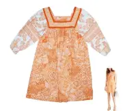 Michael Kors Paisley Print Square Neck 3/4 Sleeve Mini Length Shift Dress NWT