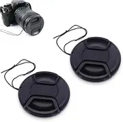 2 pcs Universal Camera Lens Front Caps 58mm with Secure String, Top One Tech Centre Pinch Snap-Clips Snap-On Design Protective Front Cover Lid Replacement DSLR Camera Film Camera