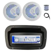 Dual Marine Radio,Spa Bezel,Adapter,Antenna,Wire,2x 6.5'' 150W LED White Speaker
