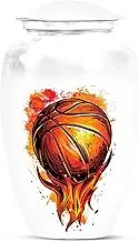 Basketball Decorative White Urn - Funeral Urn for Ashes Adult Men & Women - Burial Cremation Urns for Human Ashes - Unique Tribute - Large Memorial Urns (Size - 10 Inch)