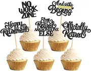 Ercadio 30 PCS Happy Retirement Cupcake Toppers Officially Retired No Work Zone Adventure Begins Cupcake Picks for Retirement Theme Cake Decor Supplies
