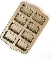 (Gold) - Non-Stick Mini Loaf Pan Cake Bread Baking Tray Carbon Steel Bakeware 8-Cavity (Golden)