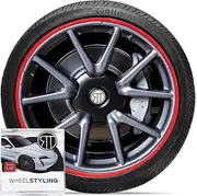 1/4 Inch Wide Wheel Rim Protectors | Curb Rash Rim Protector | Set of 4 | Durable Rim Guards | Easy to Install Universal Fit (Red Fire)
