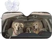 Two Dogs Driving Car Front Windshield Sun Shade,Auto Sunshade for Car Truck SUV - Blocks Uv Rays Sun Visor Protector (51" X 27.5"Inch,Upgrade Hardened)