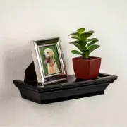 Small BLACK Floating PVC Plastic Wall Shelf Shelving 8.6" L x 4" D Holds 5 lbs