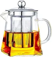 with Infuser Clear Glass Teapot,Tea Pot with Tea Strainers,Borosilicate Glass Teapot with Infusers for Loose TeaHeat Resistant Loose Leaf Teapot,Stovetop Dishwasher Safe (550ML/18OZ)