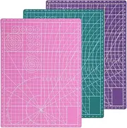 Respicefinem 3 Pieces A4 PVC Cutting Mat Double Sided Grid Lines Board Multifunctional for School Office Painting and Engraving 30 x 22cm