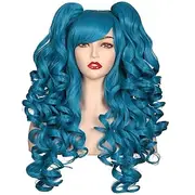 Long Curly Cosplay Wig with 2 Ponytails Wig Carnival Wig