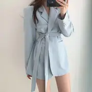 Plain Belted Blazer Black - L