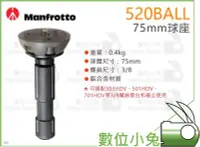 在飛比找Yahoo!奇摩拍賣優惠-數位小兔【Manfrotto 520BALL 75mm 球座