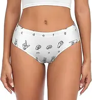 [JBYJBX] Sign Language Alphabet Print Women's Briefs XS-4XL Bikini Ladies Underpants Panties Full Coverage Seamless