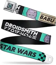 [Buckle-Down] Belt Seatbelt Buckle Star Wars Droidsmith Babu Frik Pose Checker Teal Black Mens Womens Kids Adjustable, Star Wars Babu Frik, 1.0" Wide - Fits Pant Size 20-36
