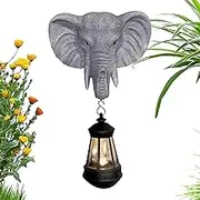 Solar Garden Lantern -Resin Lamp Decorative Lights, Ambient Lighting Cute Decor, Elephant Decor Solar Lantern Lights, Outside Decorations for Patio Pathway Lawn Front Door