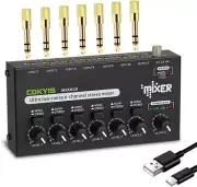 Mini Audio Mixer 6-Channel Stereo Line Mixer for Precision Sub-Mixing with Ultra