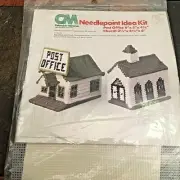 NIP ~ 1978 Columbia Minerva Needlepoint Idea Kit # 8237~ Post Office & Church