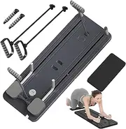 Foldable Pilates Reformer with Resistance Bands & Timer - Home Pilates Machine with Handles, Knee Pad & Compact Design, Professional Pilates Equipment for Women