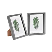 Nicola Spring Acrylic 3D Box Photo Frames with 5" x 7" Mounts - 8" x 10" - Grey - Pack of 2