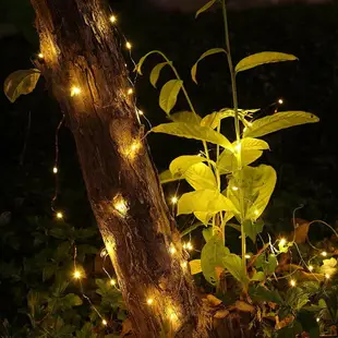 戶外庭院燈太陽能燈led七彩串燈防水花園別墅裝飾銅線燈串閃燈帶