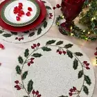 Set of 6, Christmas Special beaded placemat, 14 inch, gifts, holly berry design