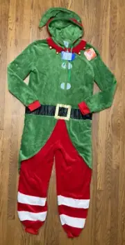 Funziez! Elf Christmas Costume Unisex M Plush Pajamas One Piece Mens Womens