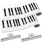 yuuzue 2 Sheet 88 Key Keyboard Piano Note Chart, Piano Finger Simulation Practice Guide Teaching Aid Piano Note Chart with 2 Pcs Music Book Clips Musical Instrument Accessories for Beginner