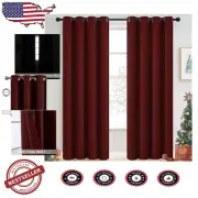 Noise Reducing Thermal Blackout Drapes - 2-Panel Burgundy Window Treatment Set