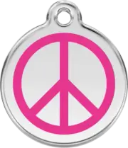 Red Dingo Peace Hot Pink Tag - Lifetime Guarantee - Cat, Dog, Pet ID Tag Engrave