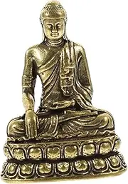 MERRYHAPY Brass Shakyamuni Ornament Zen Garden Buddha Meditating Buddha Statue Brass Buddha Statue Lucky Buddha Figurine Sakyamuni Buddha Ornaments Garden Statues Hollow Zen Buddha Statue