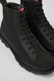 Brutus Dark gray textile and nubuck ankle boots for women