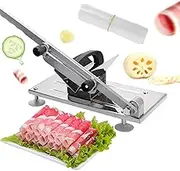 Stainless Steel Food Slicer, Manual Frozen Meat Slicer Beef and Mutton Roll Meat Cleavers Machine for Home Cooking of BBQ Hot Pot, Beef Slicer Includes 20 PE Bags 20x30cm