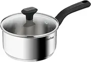 Tefal Comfort Max 18cm Stainless Steel Saucepan with Glass Lid – Durable Cookware for Healthy Cooking, Induction Compatible, Ergonomic Stay-Cool Handle, Dishwasher and Oven Safe