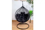 Hanging Egg Chair - Black Basket & Black Cushion