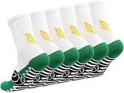 [GRPSKCOS] Kids Boys Athletic Socks- 6 Pairs Sport Basketball Trainer Socks Cotton Breathable Soft Crew School Socks for 5-14 Years Children