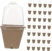 Abaodam 36pcs Paper Pulp Square Nursery Pots with Ventilation Lids Seedling Starter Supply for Gardening Space-Saving Design Seedling Cup for Large-Scale Planting