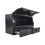 1400 x 600 x 820mm Black Aluminium 2 Drawer Ute Tool Box Truck Trailer Toolbox