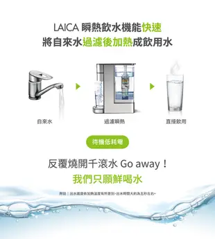 【LAICA萊卡】4L大容量雙濾心瞬熱飲水機 IWHCB00 (內附義大利製濾心) 免安裝 (8.7折)