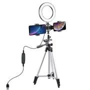 PKT3034 4.7 Inch USB Video Ring Light with Tripod Light Stand Dual Phone Clip for Tik Tok Youtube Live Streaming